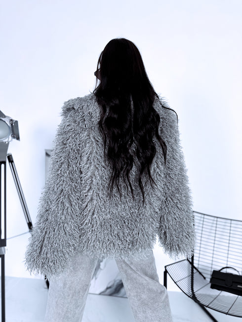 "GREY SMOG" artificial fur coat